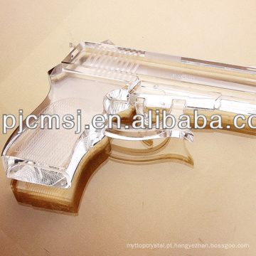 pistola de cristal de alta qualidade, cristal lembrança militar presentes